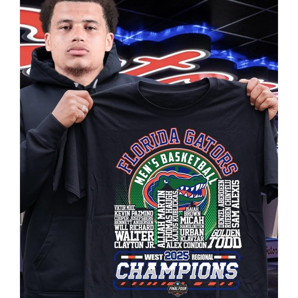 Florida Gators Men’s Basketball 2025 West Regional Champions T-Shirt Florida Gators Merch Unique Basketball Gifts For Fans