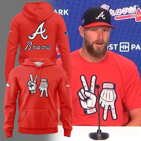 Atlanta Braves Peace Up A Town Down T-Shirt ASL Hand Signs Gifts For Fans - Image 2