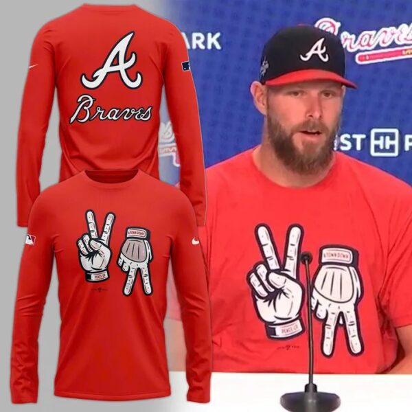 Atlanta Braves Peace Up A Town Down T-Shirt ASL Hand Signs Gifts For Fans - Image 3