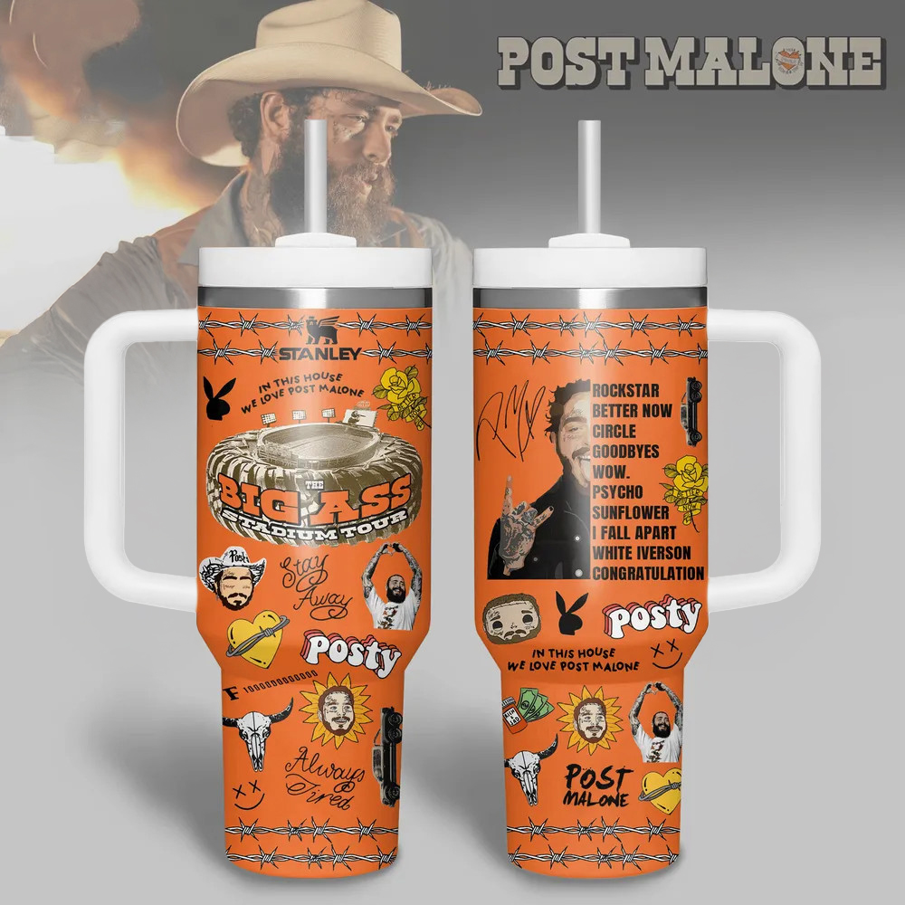 Post Malone Big Ass Stadium Tour Stanley Tumbler Cup Merch Gift For Concert Fans